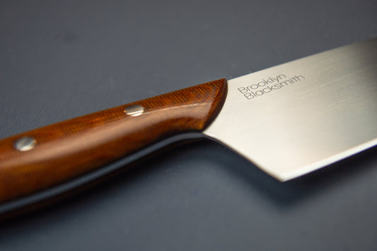 Classic Chef's Knife- Tan Micarta with Black Liners and Stainless pins