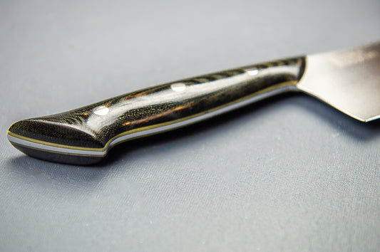 Classic Chef's Knife- Black Micarta Handles with large Coffee Liners and Silver Pins