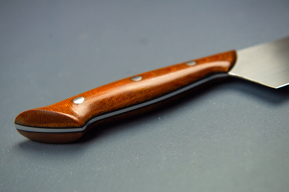 Classic Chef's Knife- Tan Micarta with Black Liners and Stainless pins