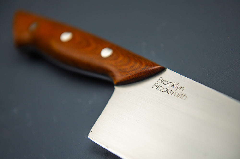 Classic Chef's Knife- Tan Micarta with Black Liners and Stainless pins