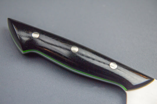 Classic Chef's Knife- Black Micarta Handles with Large Green Liners and Silver Pins