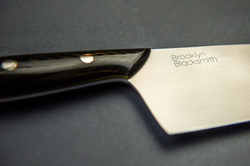 Classic Chef's Knife- Black Micarta Handles with large Coffee Liners and Silver Pins