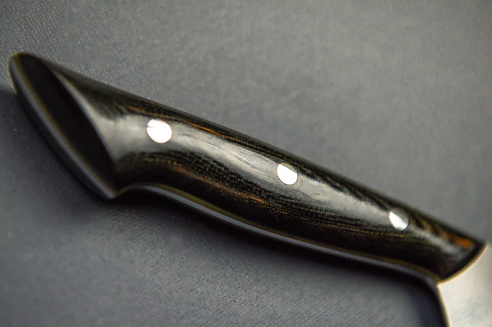 Classic Chef's Knife- Black Micarta Handles with large Coffee Liners and Silver Pins