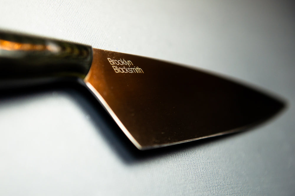 Classic Chef's Knife- Black Micarta Handles with large Coffee Liners and Silver Pins